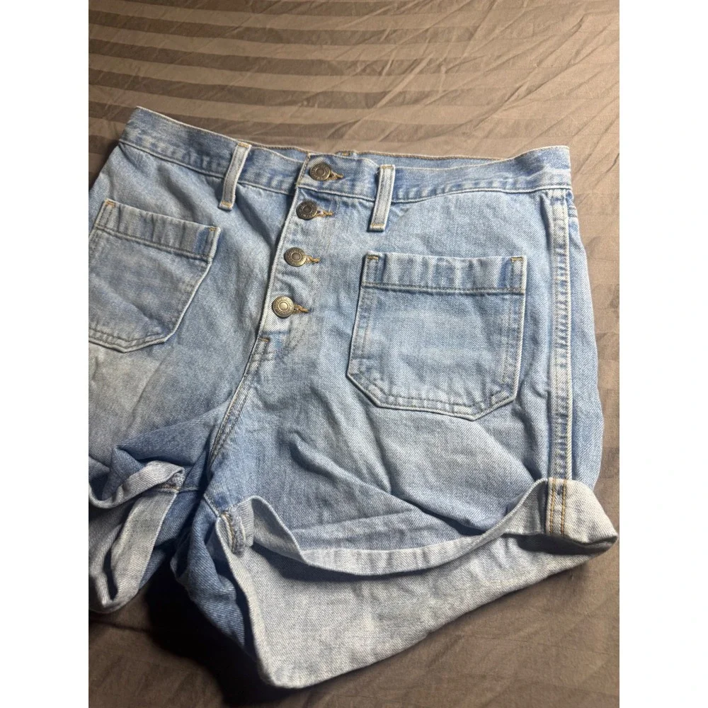Levis Orange Tab High Waisted Button Fly Denim Shorts Light Wash Size 30 vtg